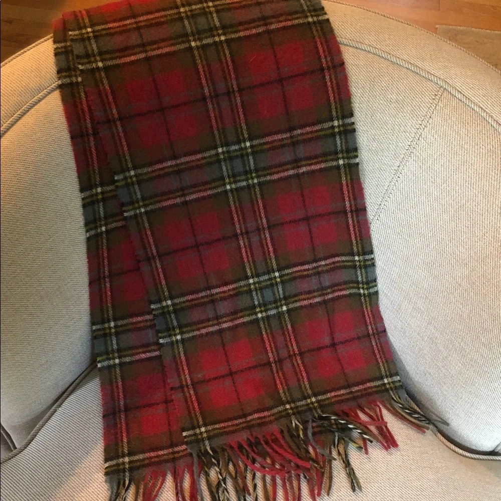 Johnstons of Elgin Iconic Tartan Wool Scarf. Red & Brown MacLean of Duart Muted